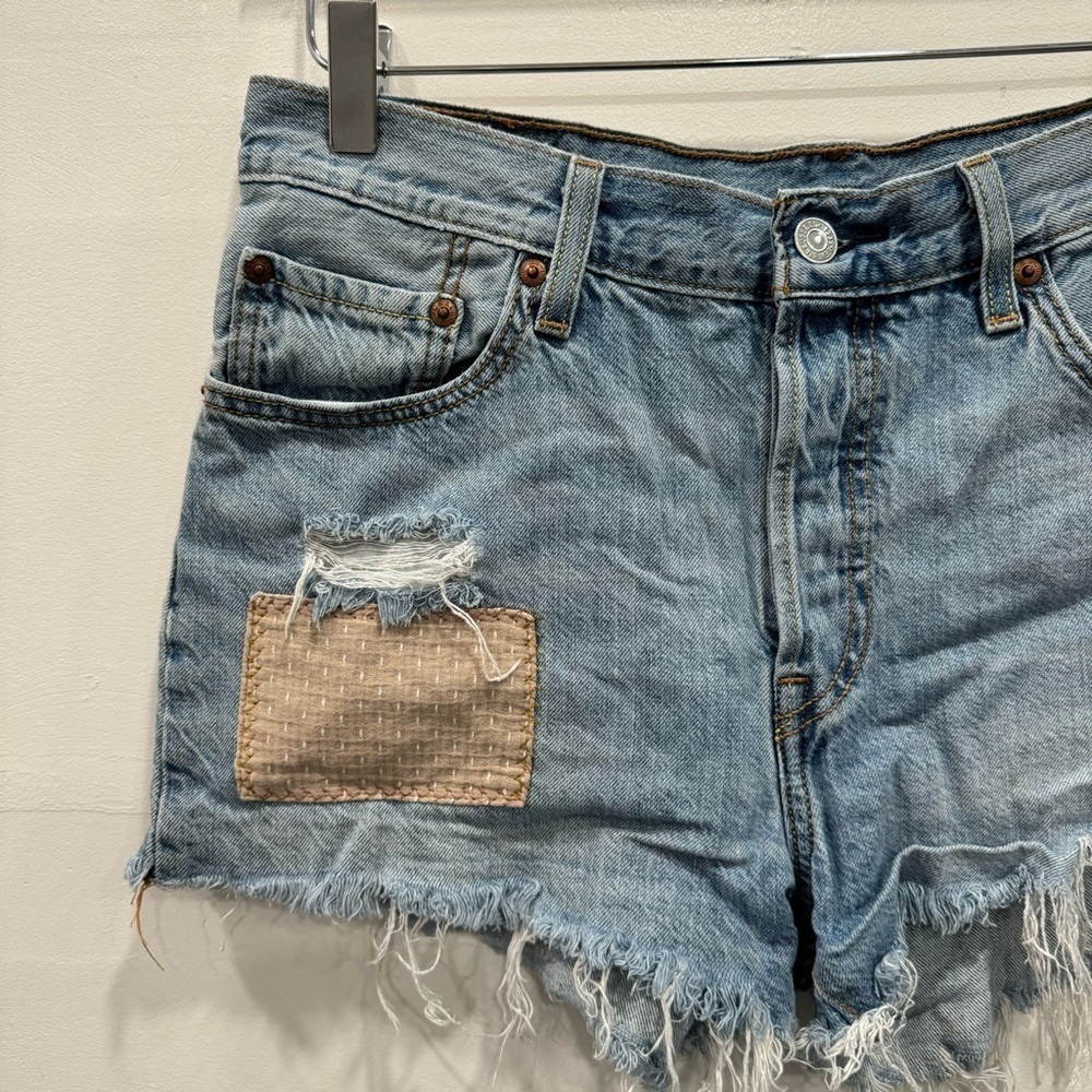 Levi’s 501 Patchwork Light Wash Distressed High W… - image 3